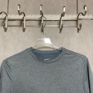 Quince Shirt Men S Blue Heather Performance Stretch Crewneck Athletic Workout